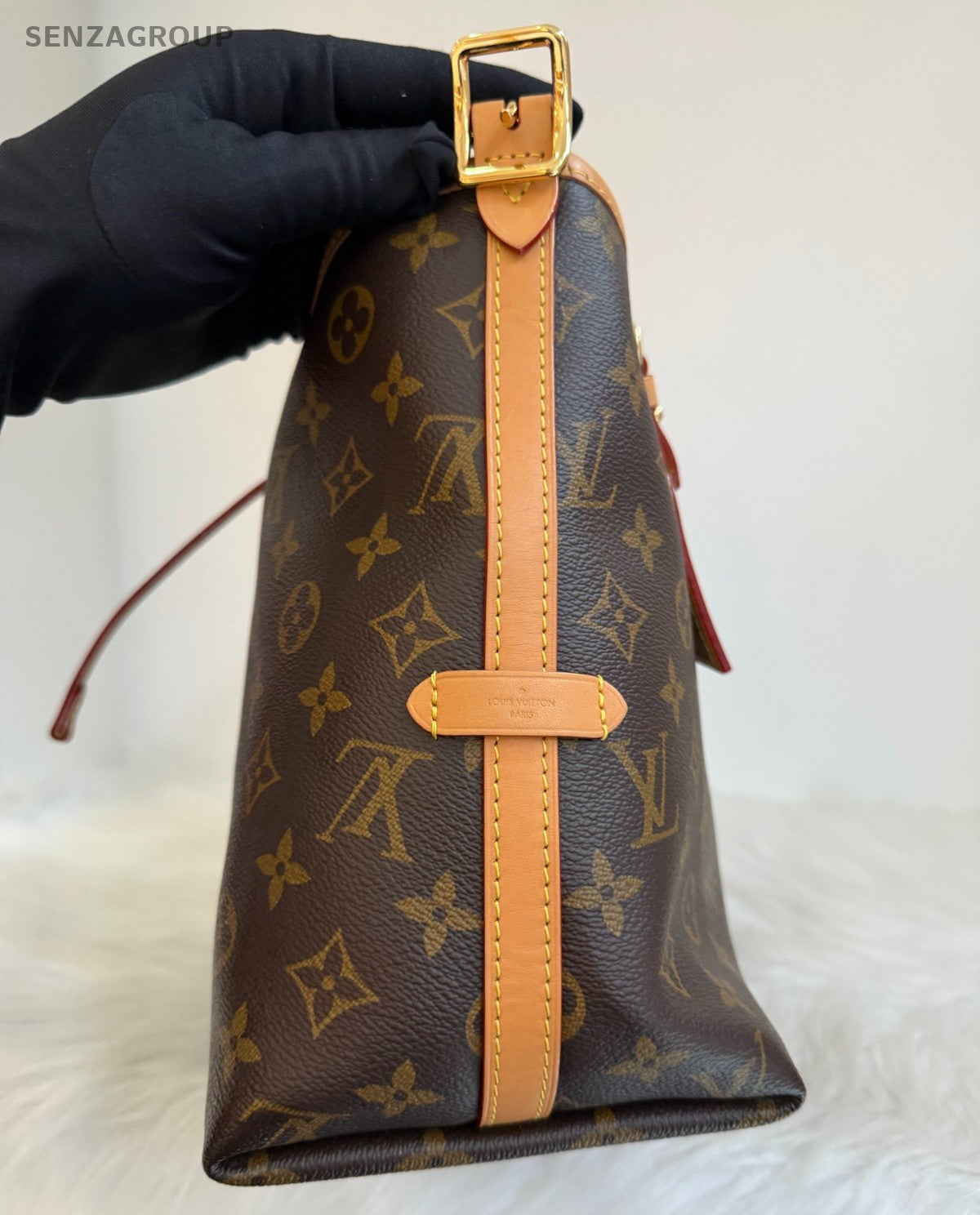 Louis Vuitton Carryall PM Monogram Shoulder Bag Brown Gold Women Classic
