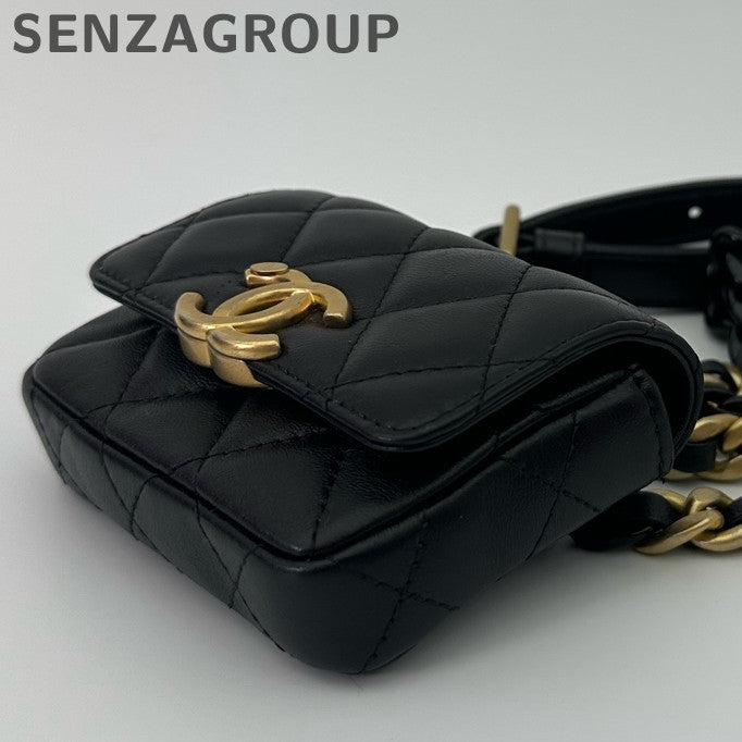 Chanel Black Gold Chain Mini Crossbody Bag Classic Fashion Women
