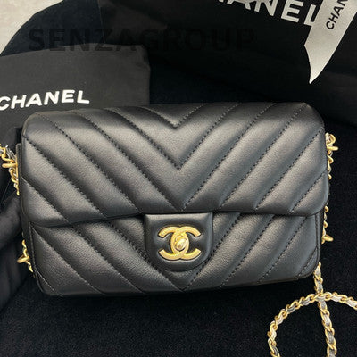 Chanel Black Gold Chain Shoulder Crossbody Bag Classic Fashion