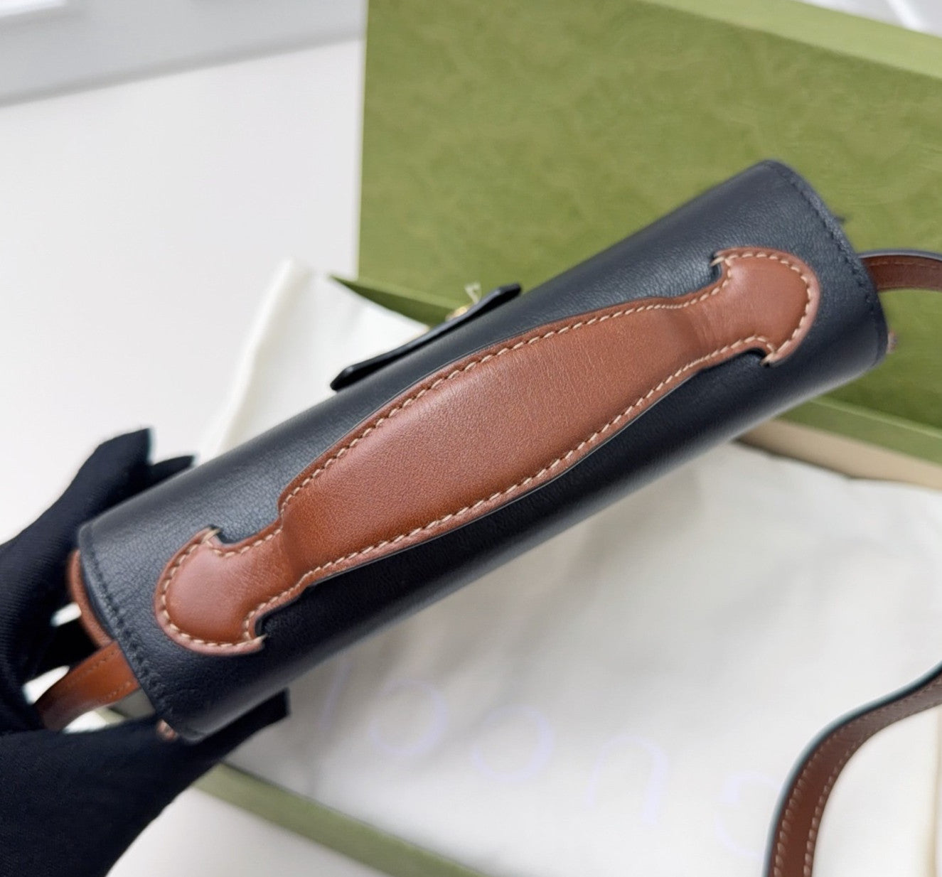 Gucci Padlock Ophidia Top Handle Crossbody Brown Gold Women Classic