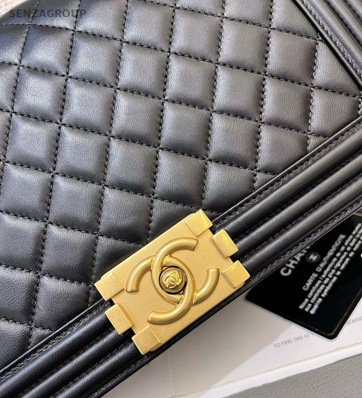 Chanel Leboy GM Lambskin Chain Shoulder Bag Crossbody Black Gold Women Classic
