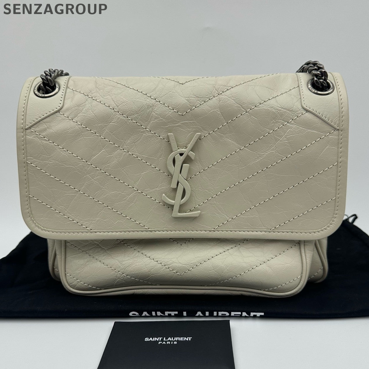 Saint Laurent Niki Medium Silver Chain Shoulder Bag Classic Women's