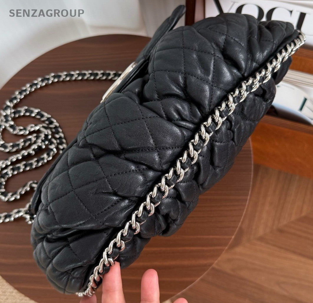 CHANEL Chain Around Shoulder bag Black silver Calfskin