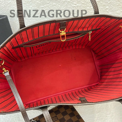 Louis Vuitton Neverfull MM Damier Ebene Tote Shoulder Bag Brown Women