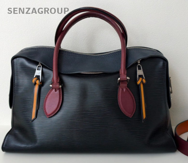 Louis Vuitton Epi Leather Top Handle Bag Crossbody Black Silver Women Classic