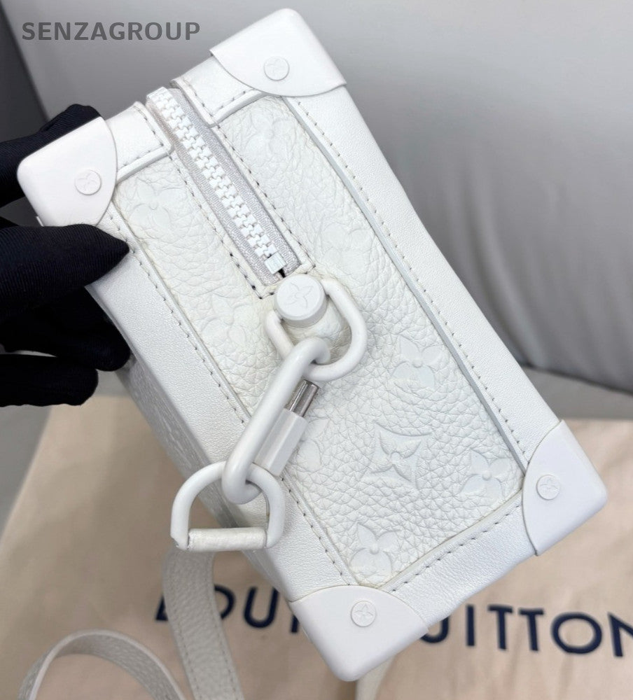 Louis Vuitton Soft Trunk Calfskin Shoulder Crossbody Box Bag White Women