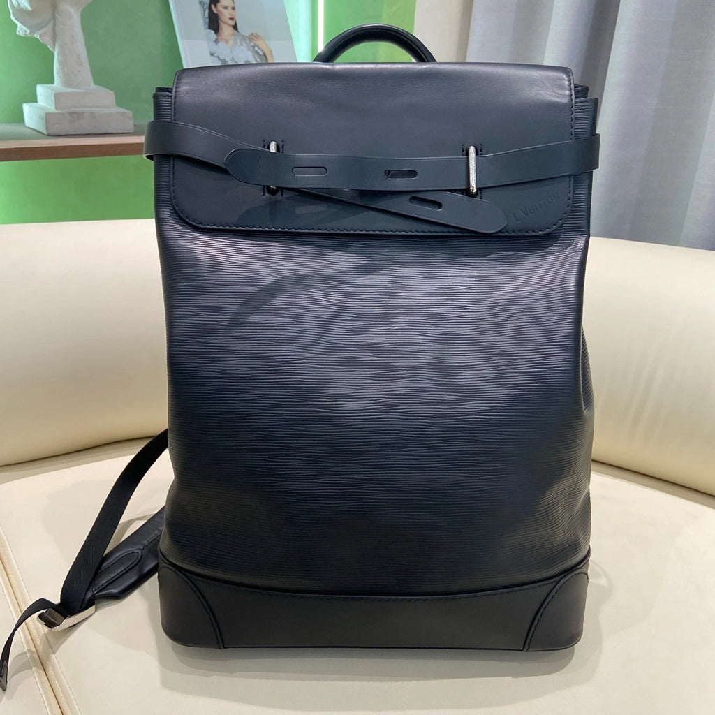 Louis Vuitton Steamer Epi Leather Black Handbag Backpack Silver Hardware