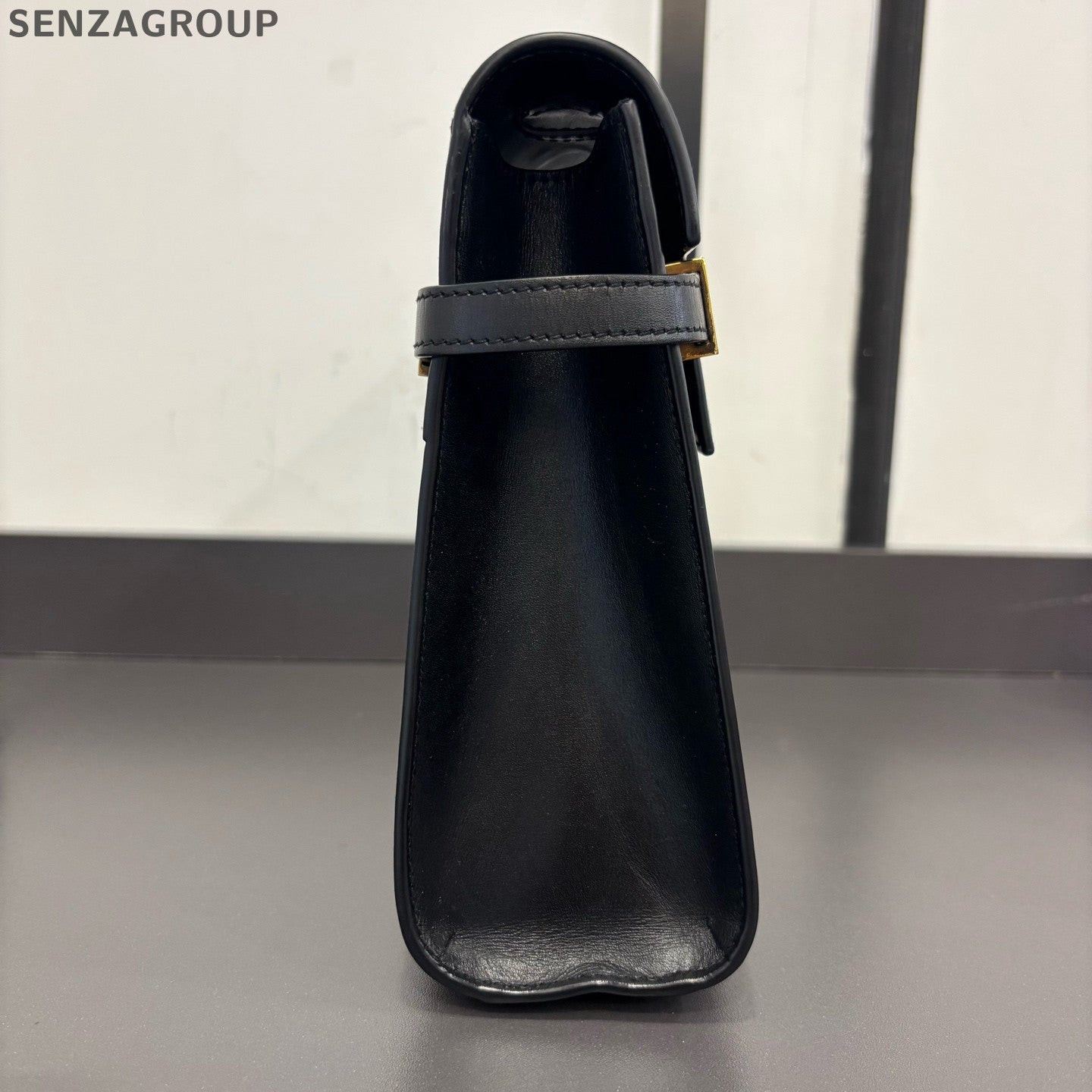 Saint Laurent Manhattan Leather Crossbody Shoulder Bag Women Black Gold