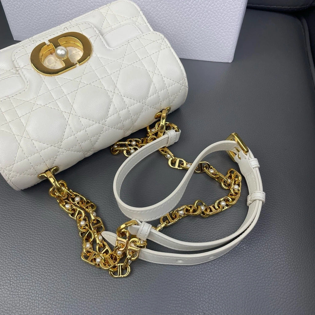 Dior Mini Jolie White Pearl Handbag Crossbody Shoulder Bag For Women