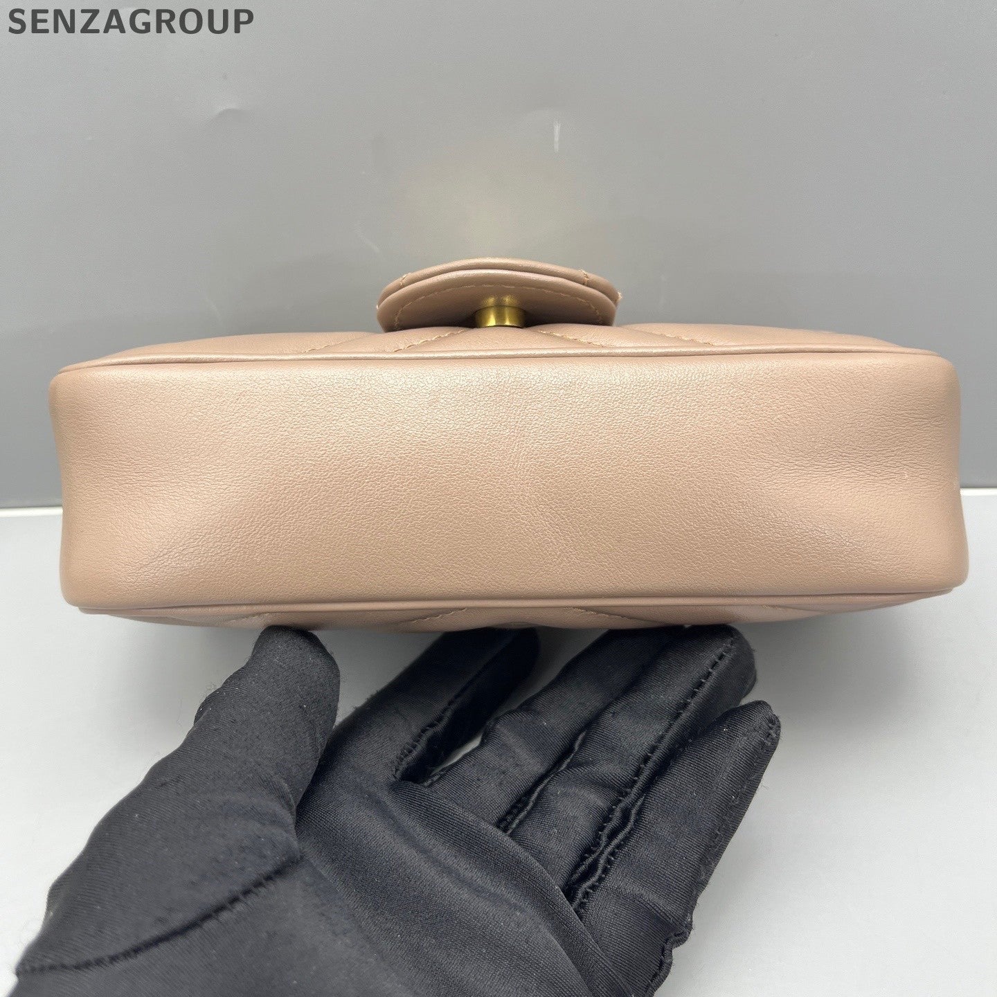 Gucci Marmont Mini Chain Crossbody Bag Beige Gold Hardware Classic Women