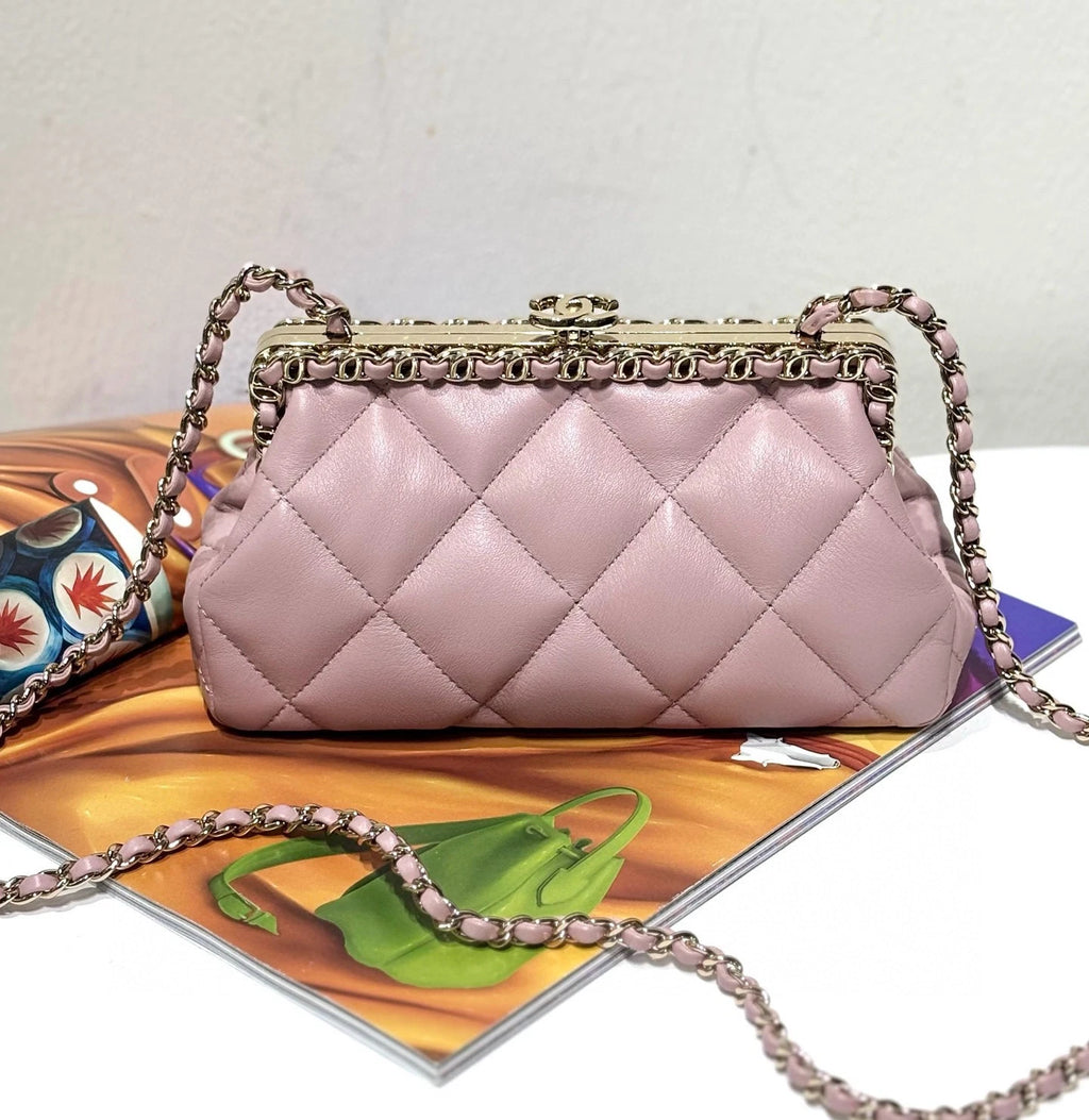 Chanel Pink Evening Clutch Bag For Women