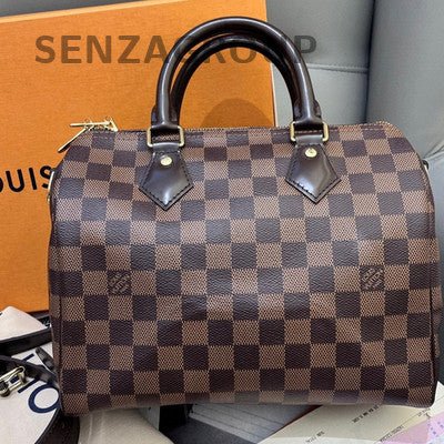 Louis Vuitton Damier Ebene Speedy 25 Handbag Shoulder Bag Gold Hardware