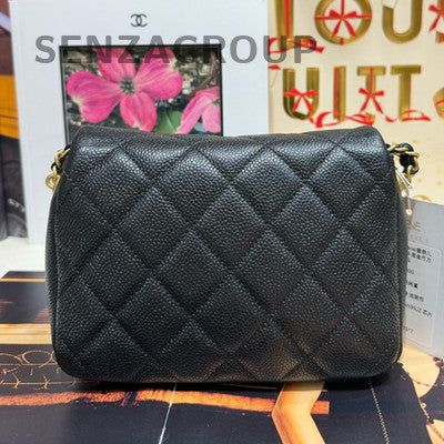 Chanel Classic Flap Black Gold Chain Shoulder Bag Quilted Fashion