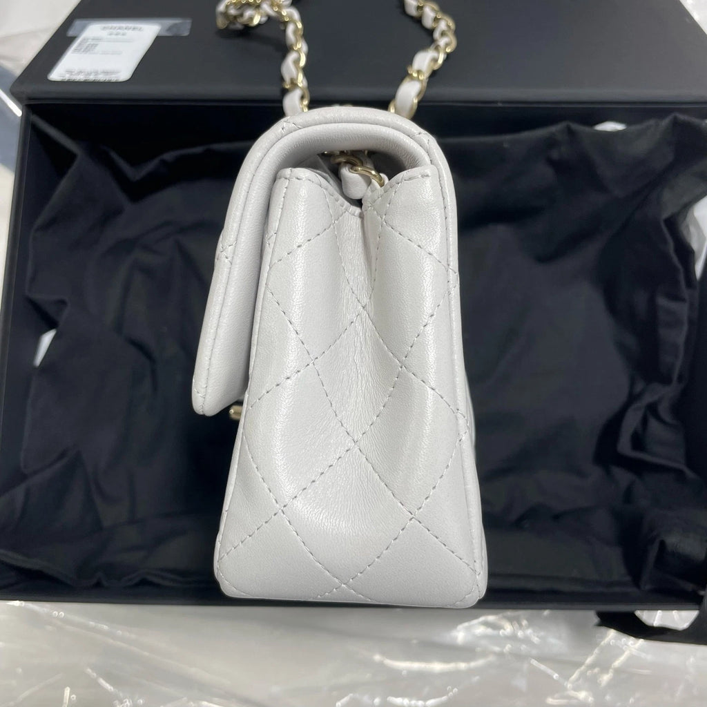 New CHANEL Classic Flap Big Mini Gray Lamskin Shoulder Bag For Women