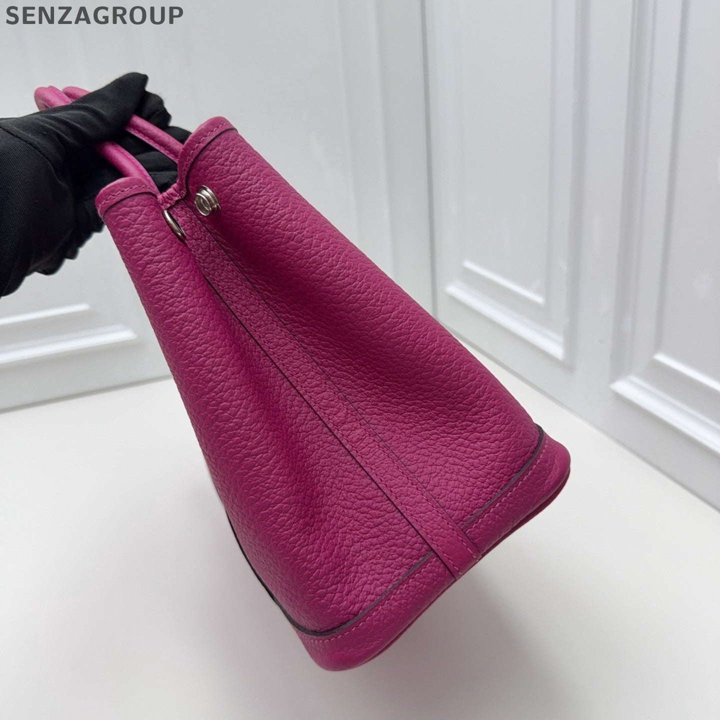 Hermes Garden Party30 Top Handle Bag Purple Silver Women Classic