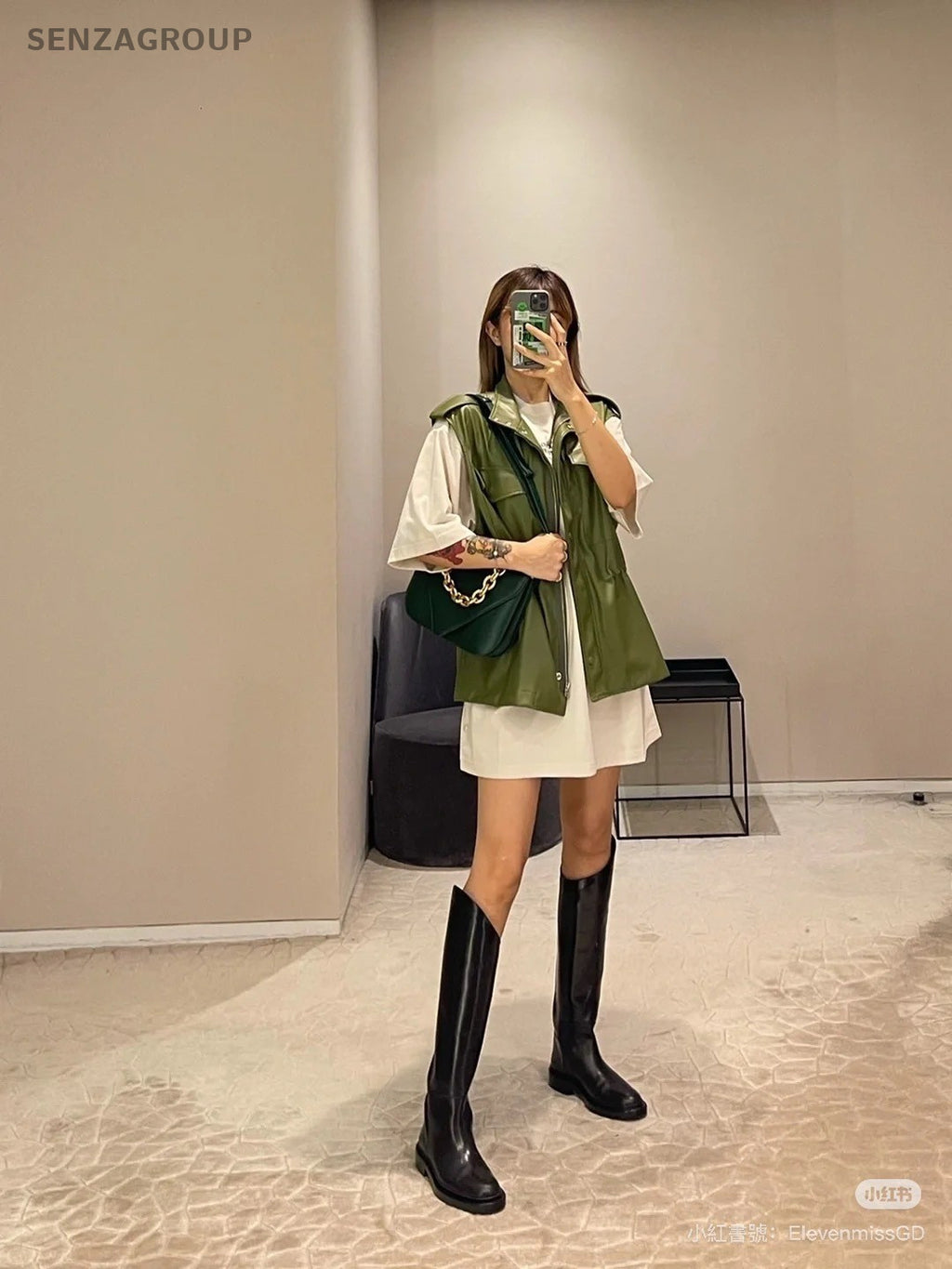 BOTTEGA VENETA Mount Envelope Shoulder Crossbody Bag Women Green
