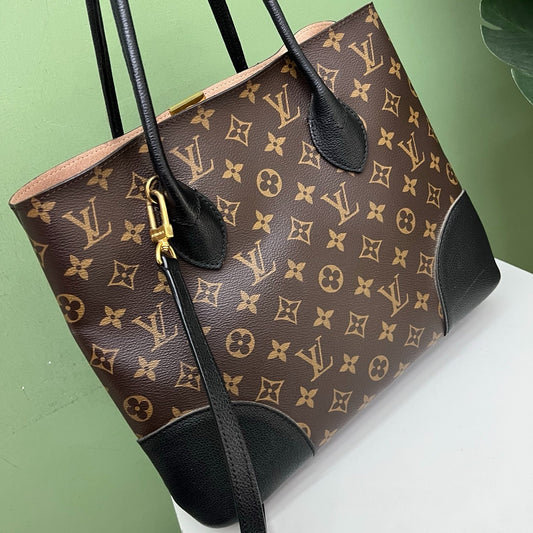 Louis Vuitton Flandrin Tote Monogram Top Handle Shoulder Bag Brown Gold Women