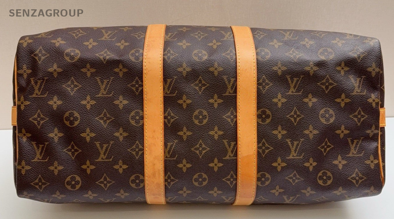 Louis Vuitton Keepall45 Monogram Top Handbag Crossbody Brown Gold Unisex Adults