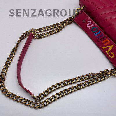 Louis Vuitton New Wave Red Leather Chain Shoulder Crossbody Bag Women