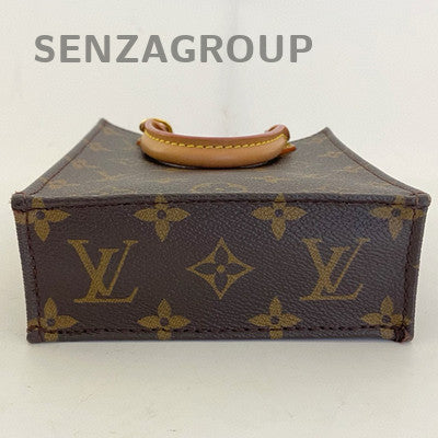 Louis Vuitton Monogram Mini Sac Plat Handbag Brown Gold Clasp Women's Classic