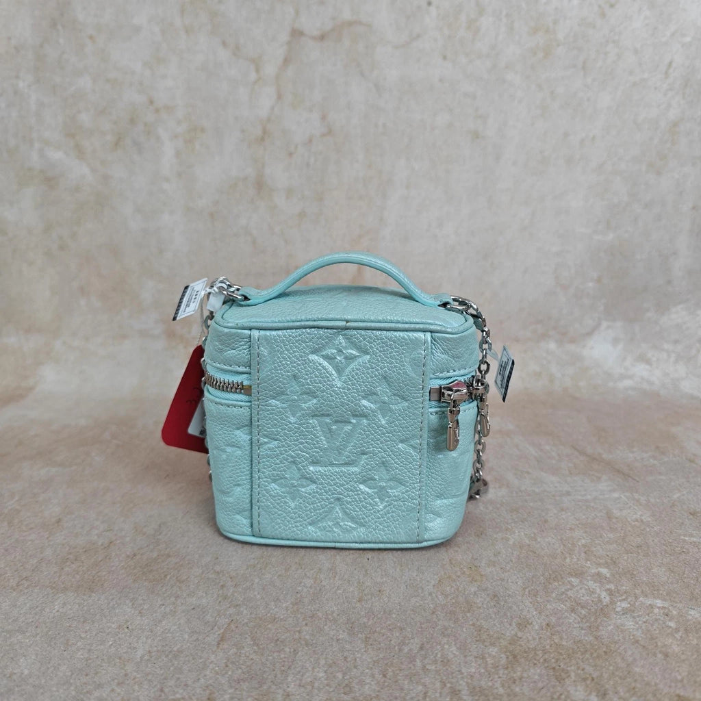 Louis Vuitton Vanity Leather Green Handbag Chain Bag Excellent