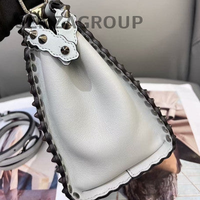 Fendi Peekaboo Small Silver Tote Crossbody Bag Women's Fashion