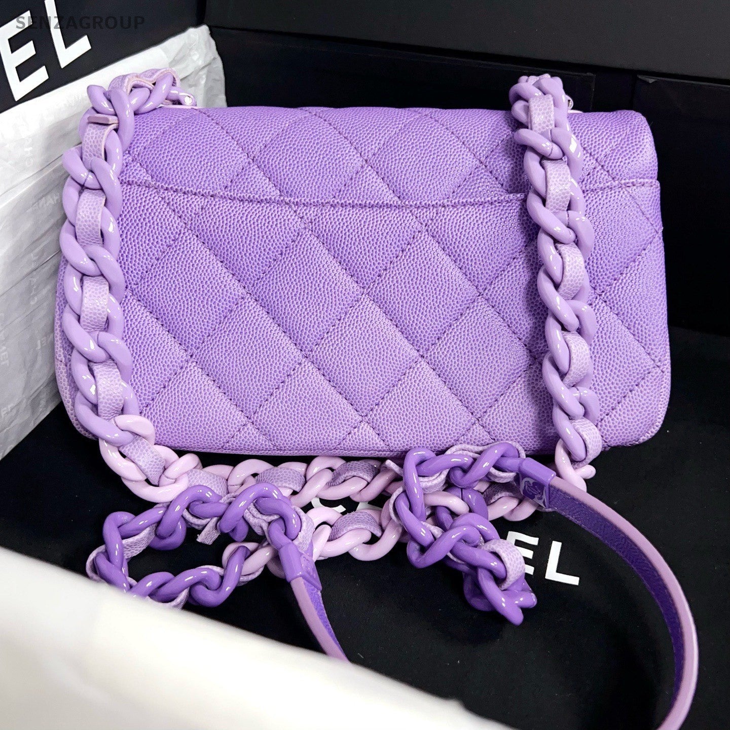 Chanel Diamond Mini Chain Shoulder Bag Purple Women Classic Fashion