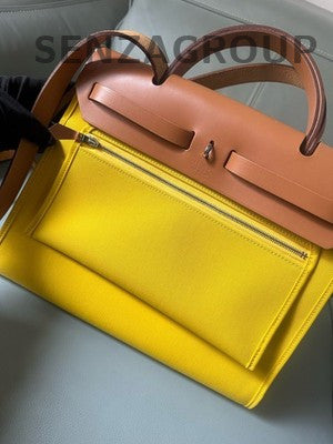 Hermès Herbag 31 Yellow Shoulder Bag Silver Hardware Women's Classic
