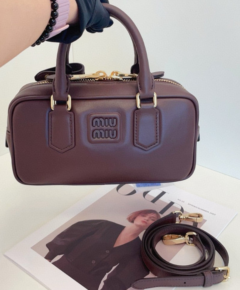 Miu Miu PM Bowling Top Handle Shoulder Crossbody Bag Purple Almost Brand New