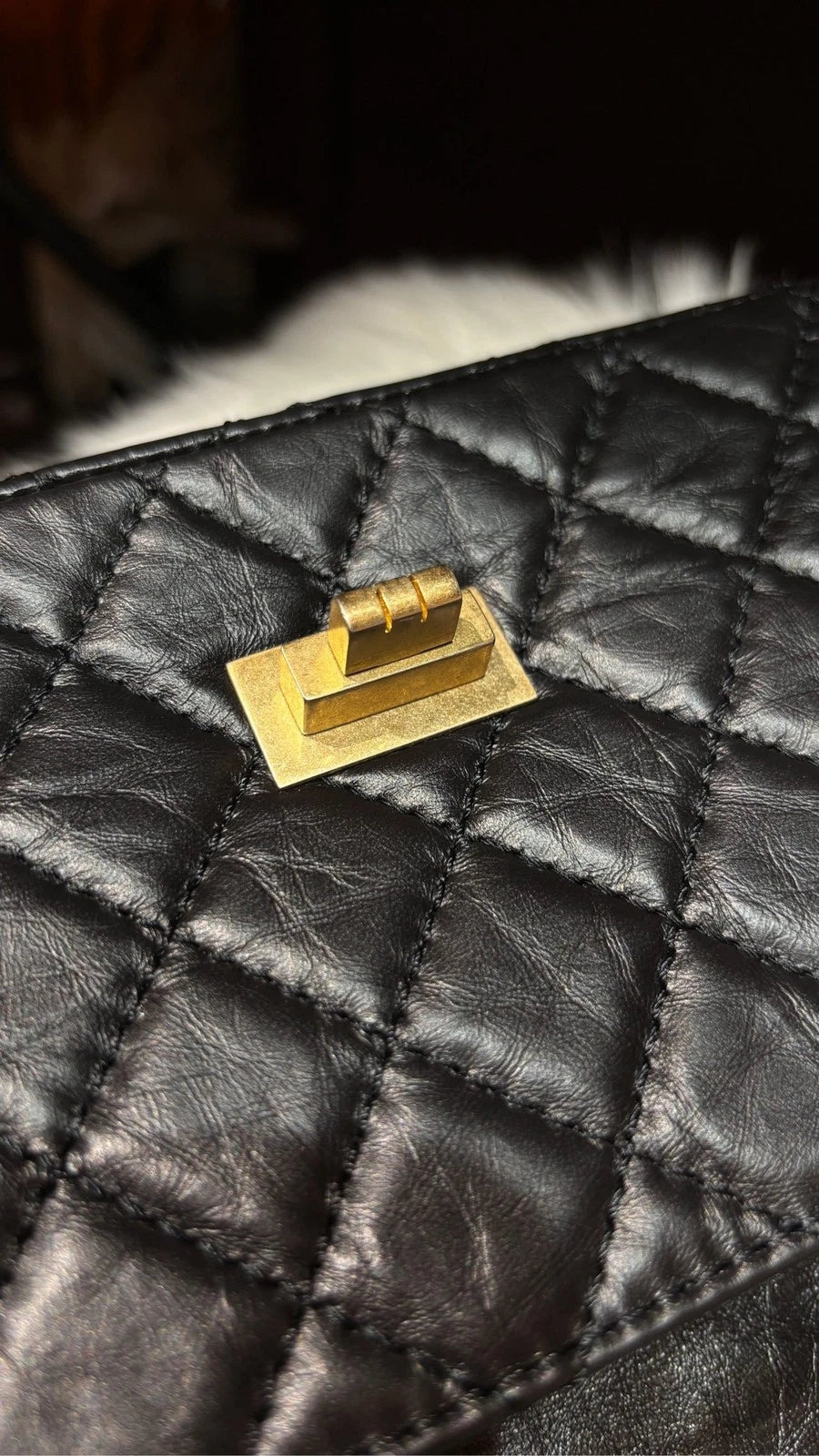 CHANEL 2.55 Black Gold Buckle Large Mini Chain Shoulder Bag For Women