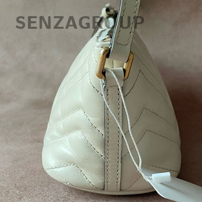Gucci Marmont Shoulder Bag White Gold Hobo Crossbody Women's Classic Fashion