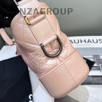 Chanel Small Pink & Gold Chevron Gabrielle Hobo Chain Crossbody Bag