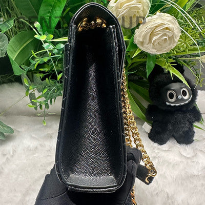 Saint Laurent Black Gold Envelope Chain Crossbody Bag Medium Classic