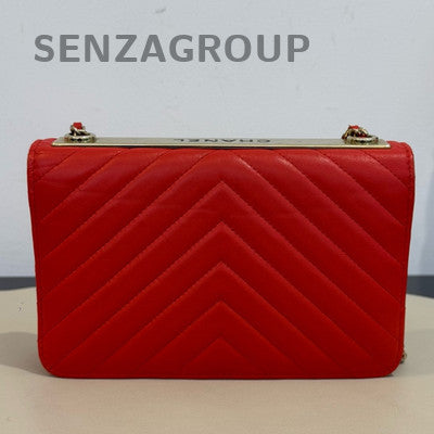 Chanel Trendy CC WOC Red Gold Chevron Lambskin Chain Crossbody Bag