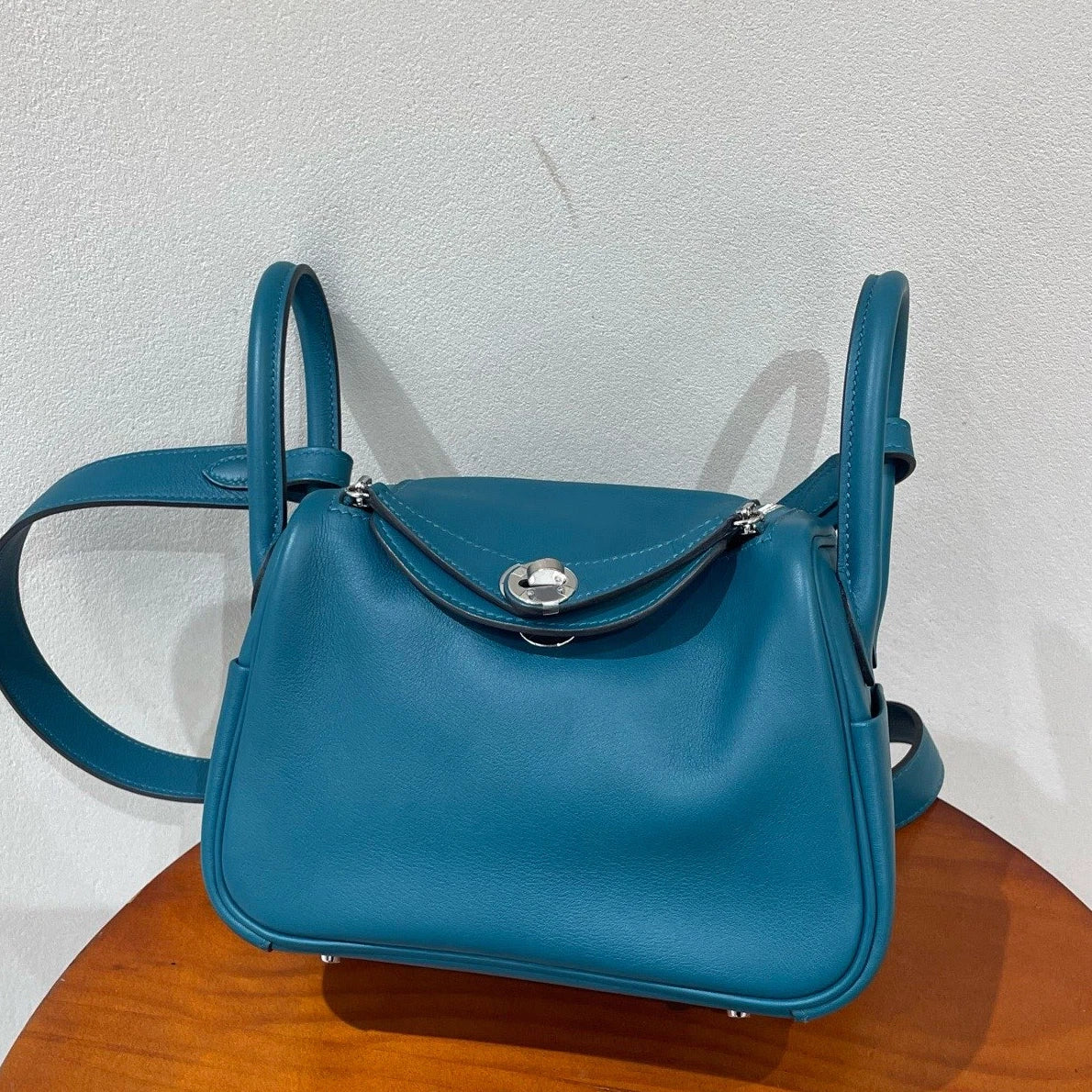 Excellent Hermes Lindy Mini Swift Leather Green Handbag Shoulder Bag SHW