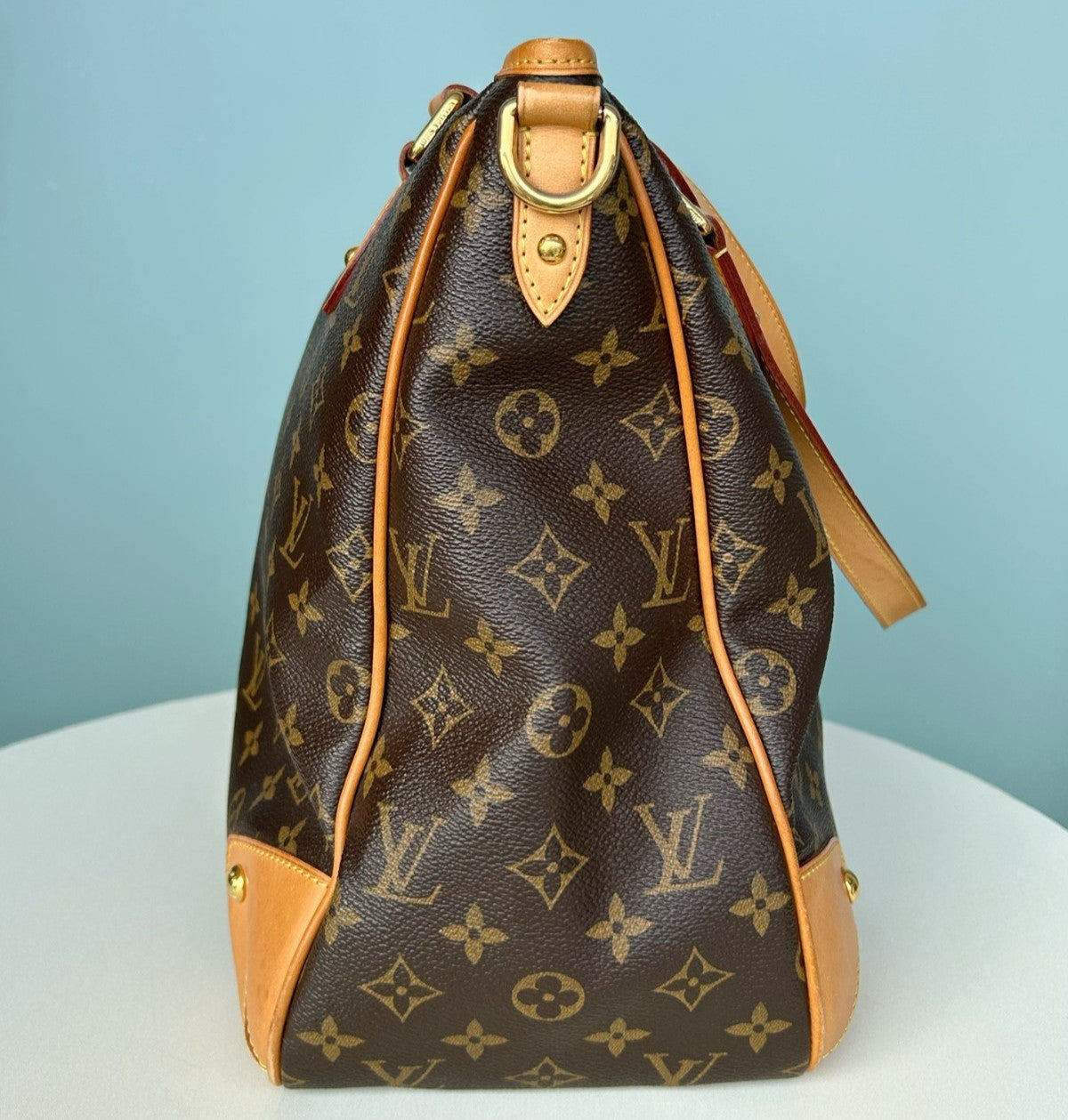 Louis Vuitton Hunting Monogram Tote Top Handle Shoulder Crossbody Brown Women