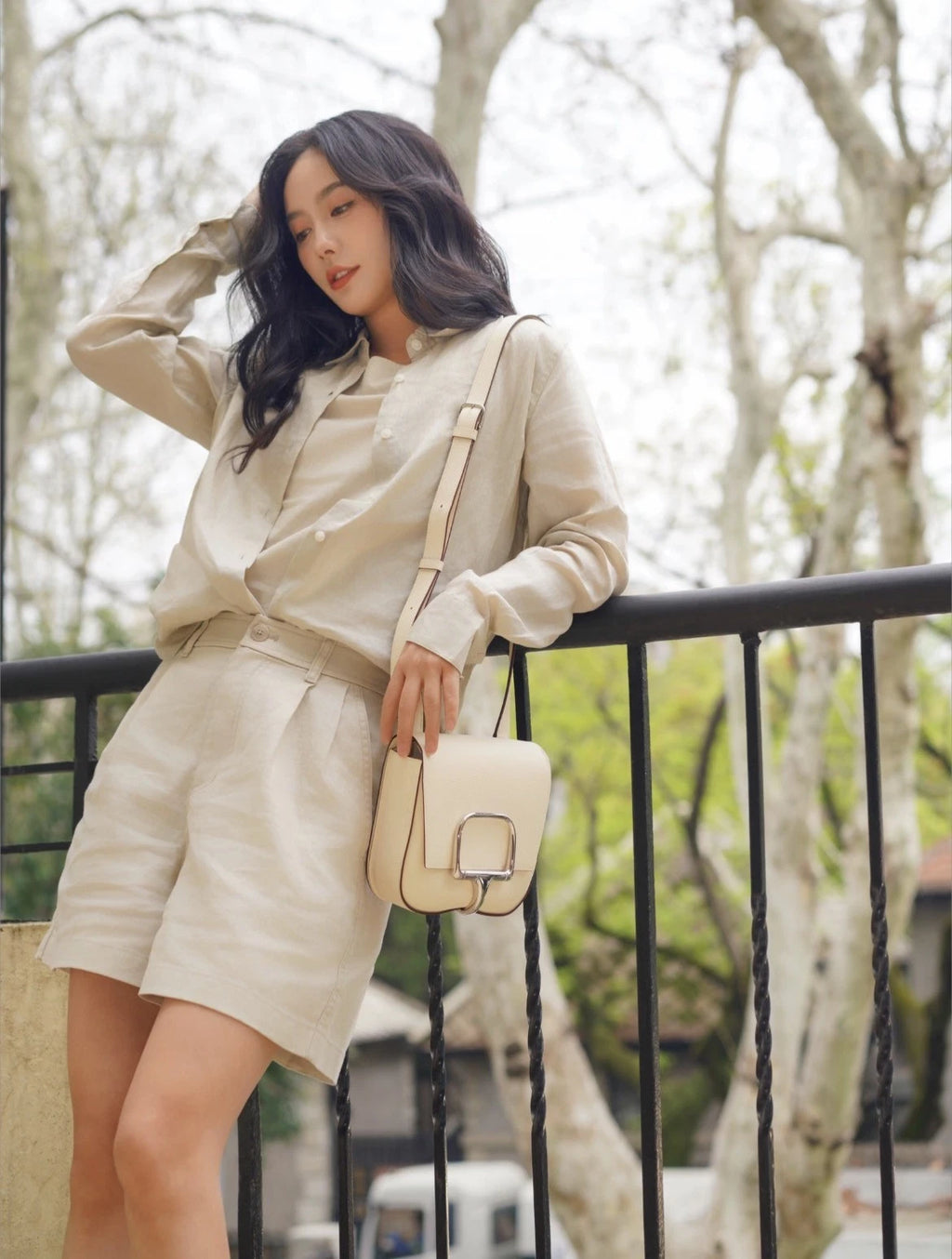 Hermes Della Mini Shoulder Bag White Silver Classic Used Women