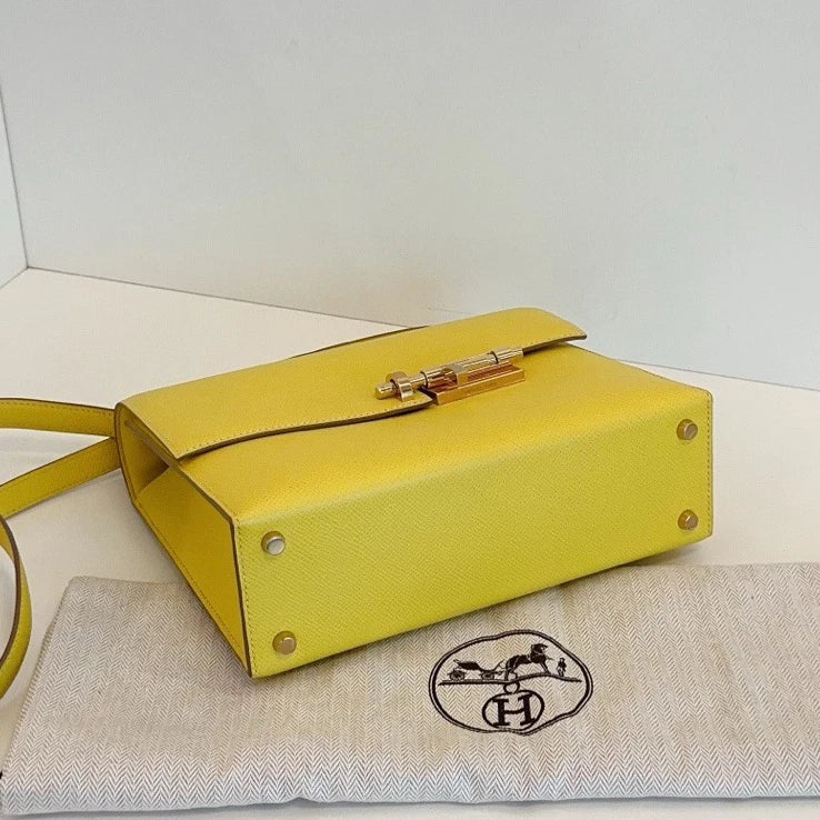 Hermes Verrou23 Epsom Shoulder Bag Yellow Gold Women Classic Fashion