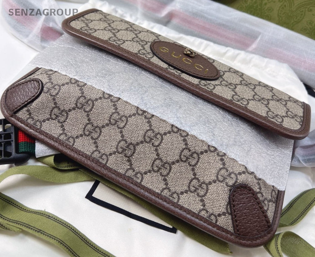 Gucci GG Supreme Waist Bag Shoulder Crossbody Bag Brown Brand New
