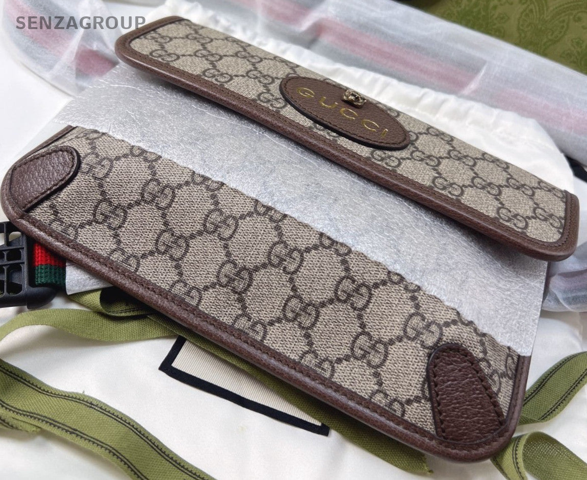 Gucci GG Supreme Waist Bag Shoulder Crossbody Bag Brown Brand New