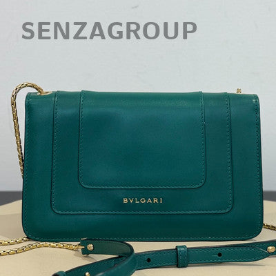 Bvlgari Small Green Serpenti Forever Bag with Gold Chain Strap