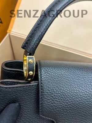 Louis Vuitton Capucines Taurillon Mini Black Gold Handbag Women