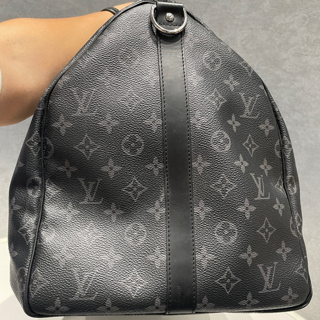 Louis Vuitton Keepall 55 Monogram Black Silver Unisex Travel Bag