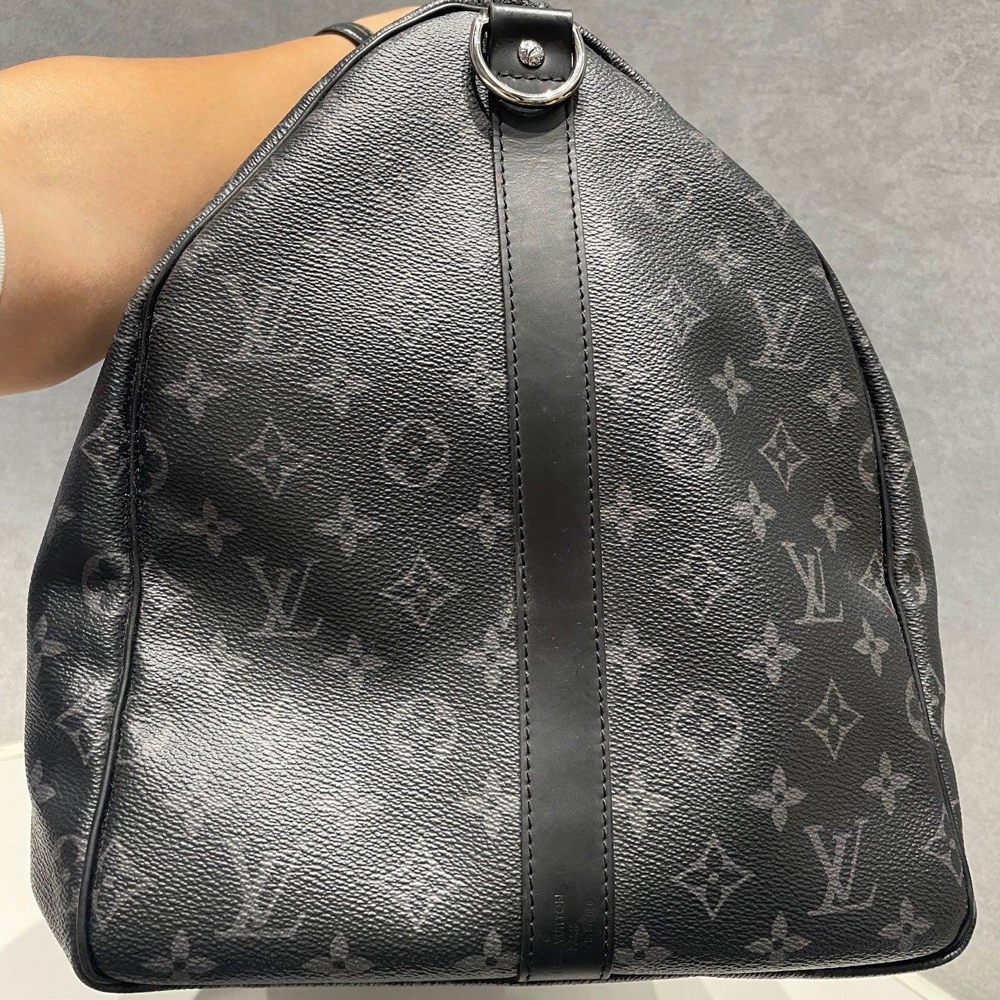 Louis Vuitton Keepall 55 Monogram Black Silver Unisex Travel Bag