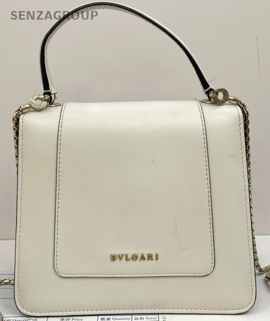 Bvlgari SERPENTI FOREVER Top Handle Shoulder Crossbody Bag White Women