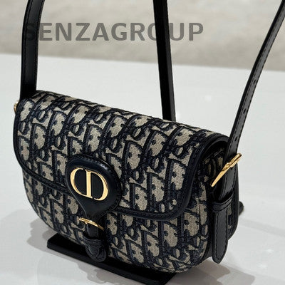 Dior Bobby Bag Black Gold Embroidered Monogram Shoulder Bag Women Fashion