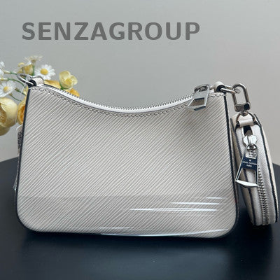 Louis Vuitton Marellini Epi Chain Shoulder Bag Silver White Classic Women