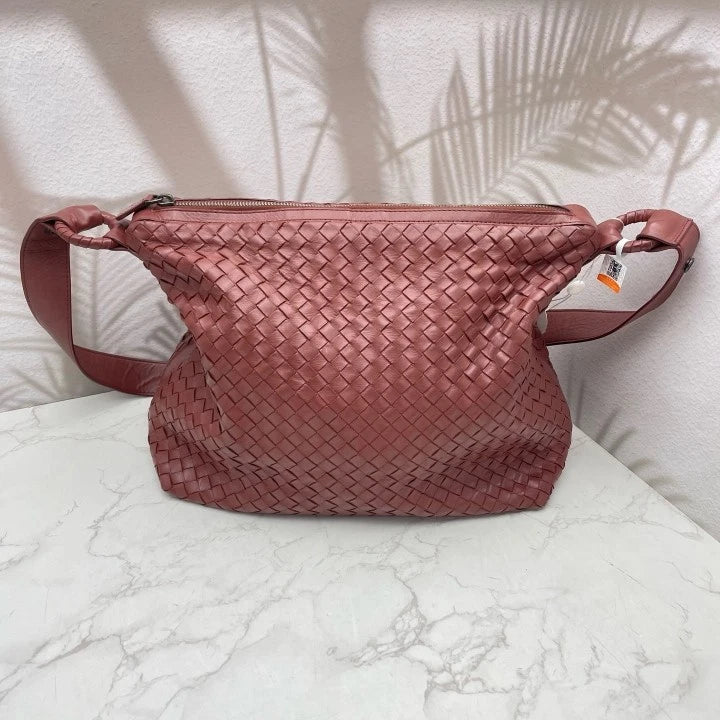 Bottega Veneta Brick Red Woven Lambskin Shoulder Crossbody For Women