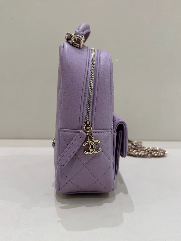 CHANEL Purple Leather Mini Backpack For Women