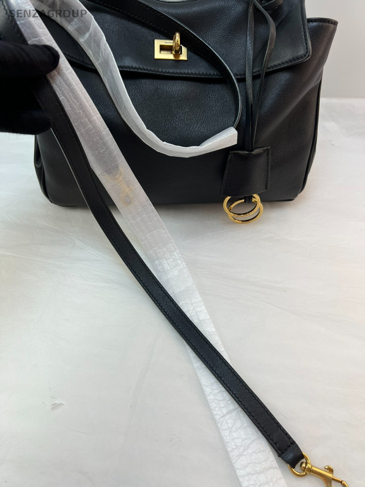 Balenciaga Rodeo PM Top Handle Shoulder Bag Crossbody Black Gold Women Classic